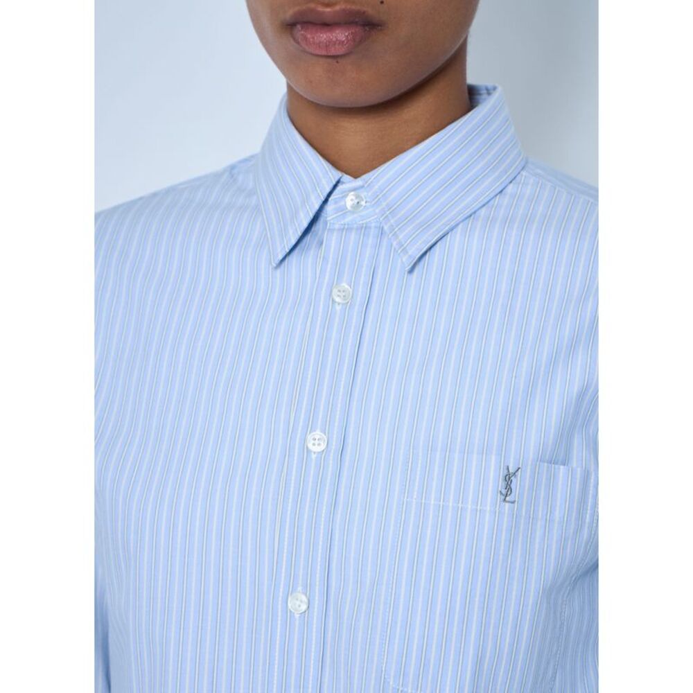 Saint Laurent Women Striped Cotton Poplin Shirt - Picture 5 of 6